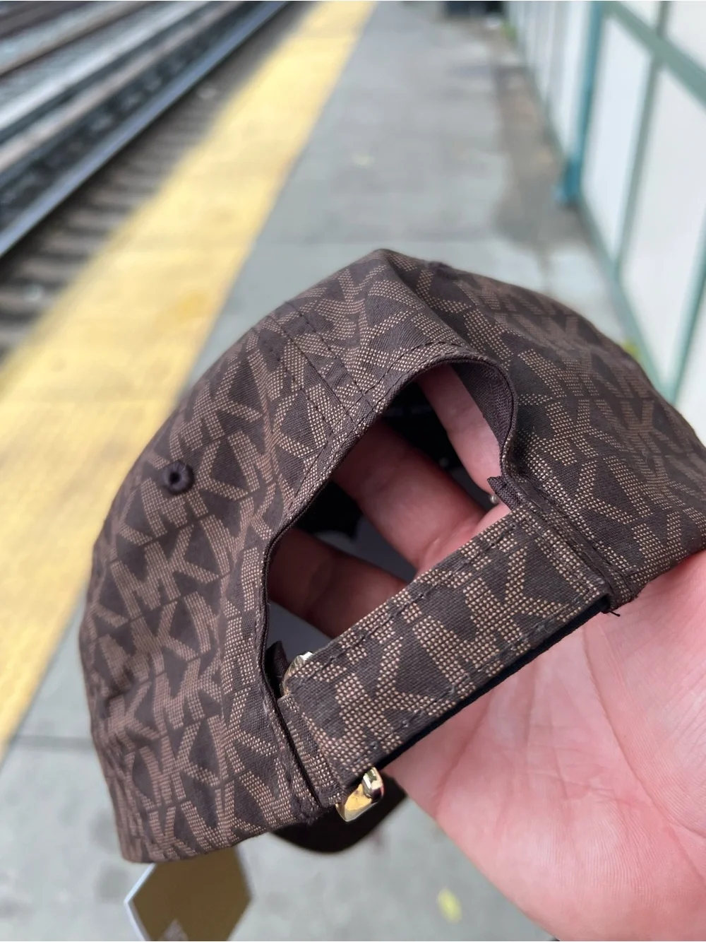 Michael Kors Dark Brown MK Monogram Baseball Cap